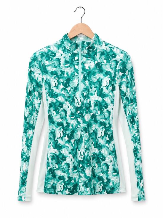 Tommy Bahama Tops - Tommy Bahama Tropical Green Print Exercise Top Sz XS Athleisure Workout Gym